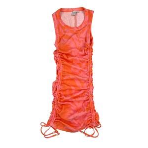 Vale Genta - Scrunch Side Mini Dress in Coral